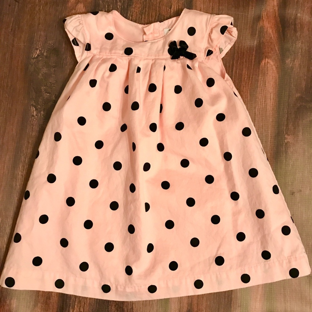 Pink black polka dot dress